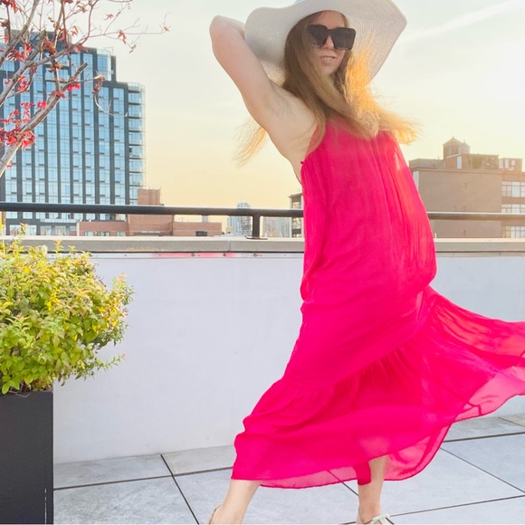 ZARA RIBBED DRESS VOLUMINOUS DRESS WITH BRAIDED STRAPS Fuchsia - Picture 13 of 16